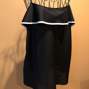 Black and White Ruffle Tank